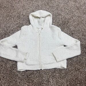 Skims White Hooded Zip-Up Sweater
